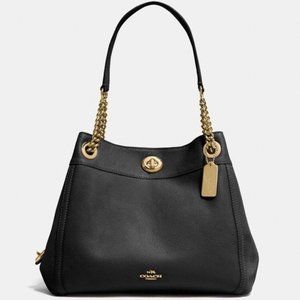 COACH Turnlock Edie shoulder bag in black leather